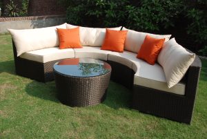 Outdoor seating sofas in natural lighting conditions